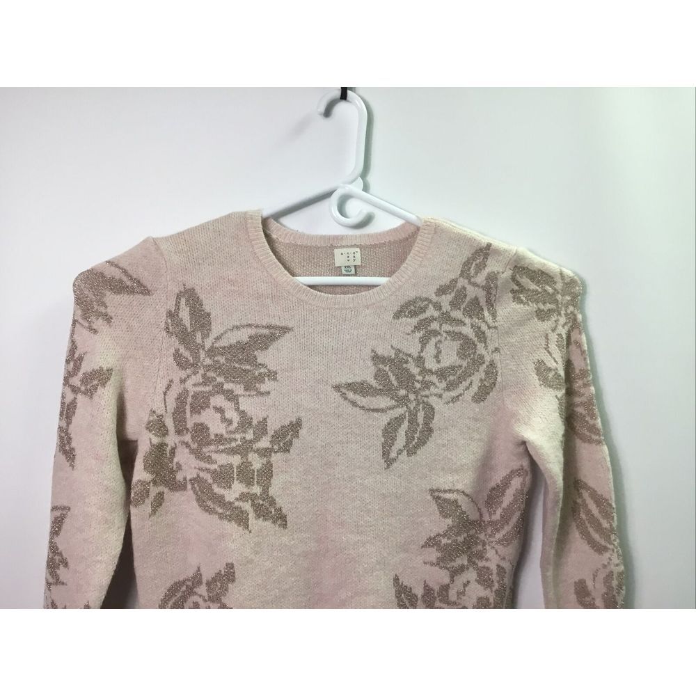 A New Day ‎ Women's Sweater Pink Pullover Sequins floral Design Size XXL New